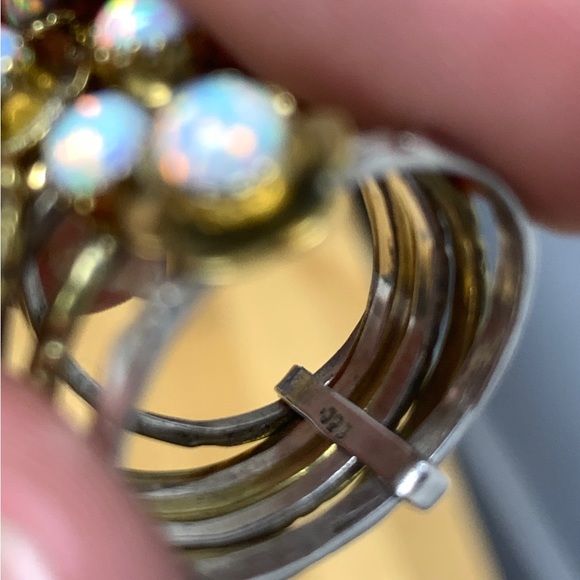 Sterling Stamped Opal Stacking Rings - Picture 7 of 10